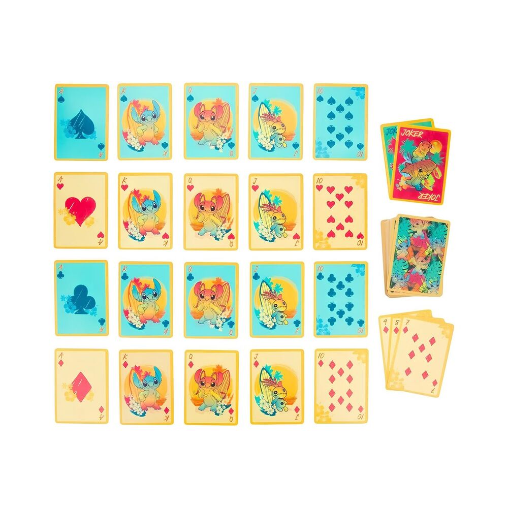 Baraja de cartas impermeables de Stitch Disney con diseños tropicales - 2