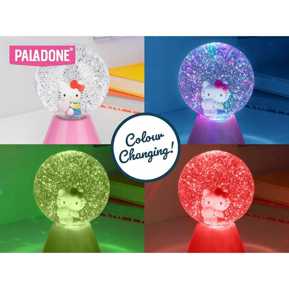 Lámpara LED de Hello Kitty con purpurina y base rosa - 16
