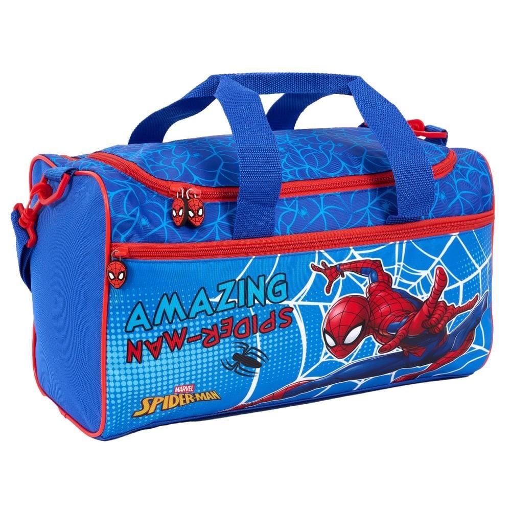 Bolsa de deporte azul de Spider-Man Marvel con asas y bolsillo frontal