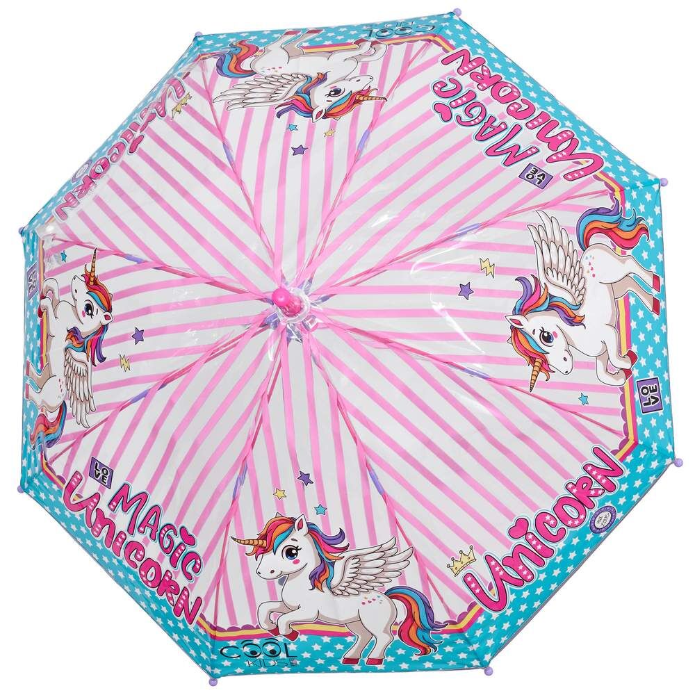 Paraguas manual PERLETTI con cúpula transparente y diseño de unicornio - 3