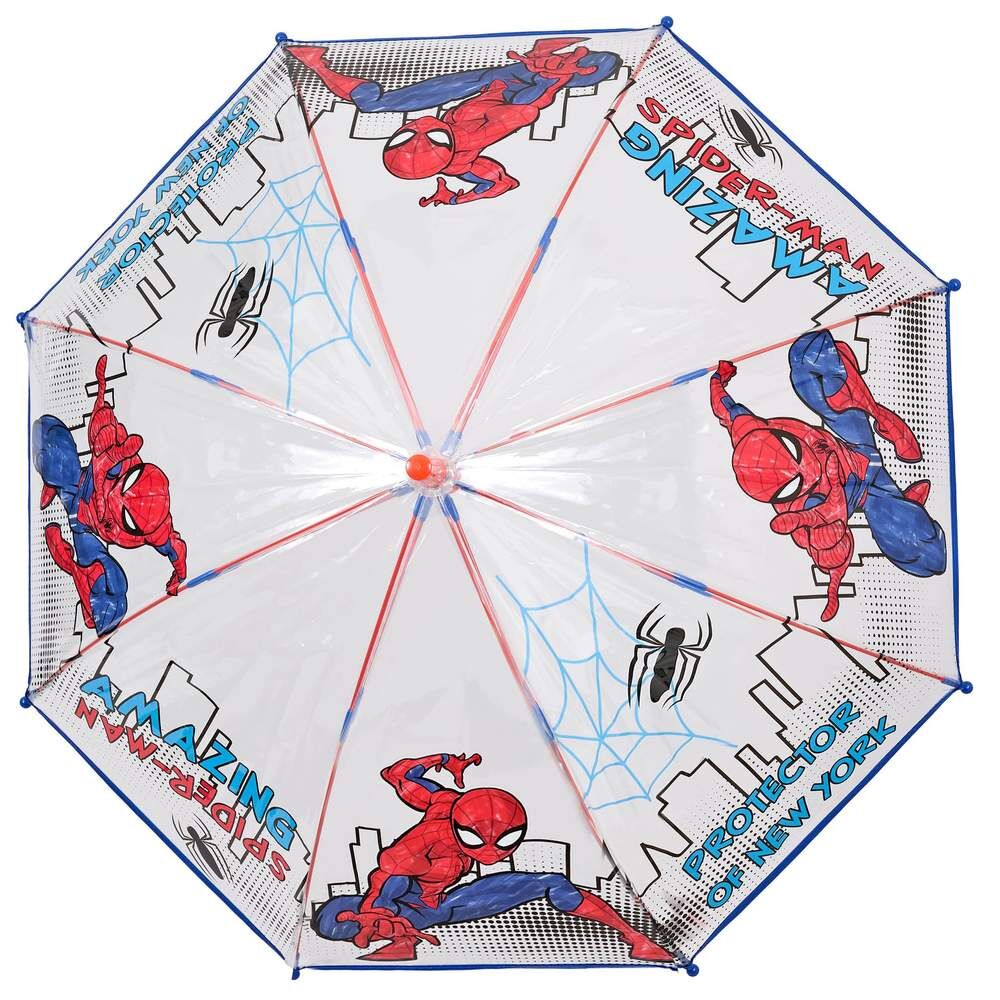 Paraguas transparente Spiderman Marvel con cúpula azul y roja - 3