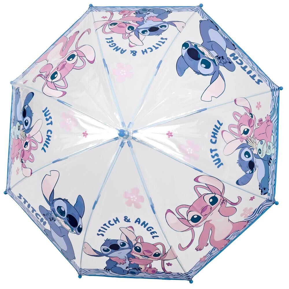 Paraguas transparente Stitch Disney con mango azul y estampado multicolor - 3