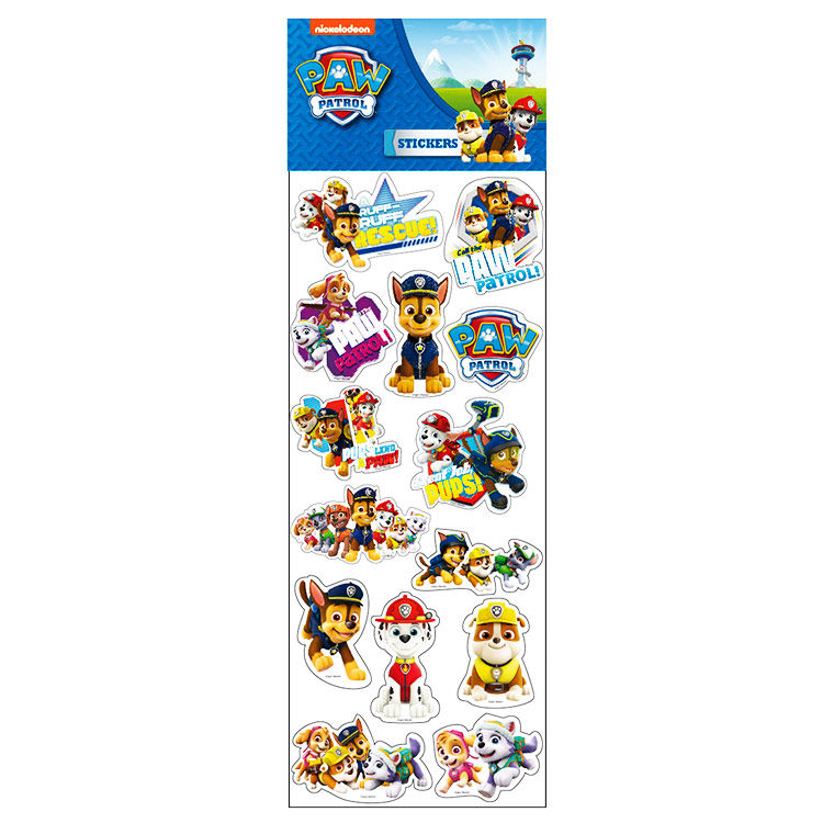 Lámina de pegatinas en relieve Paw Patrol con personajes de la Patrulla Canina