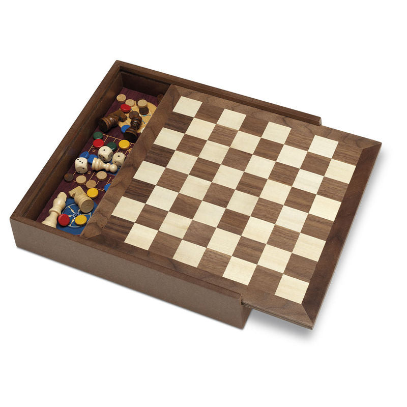 Caja CAYRO 5 Juegos de madera con tablero de ajedrez y piezas - 3