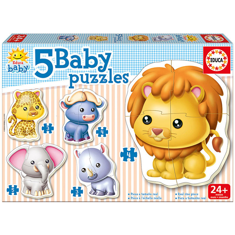 Caja de 5 puzles Educa Baby de animales salvajes