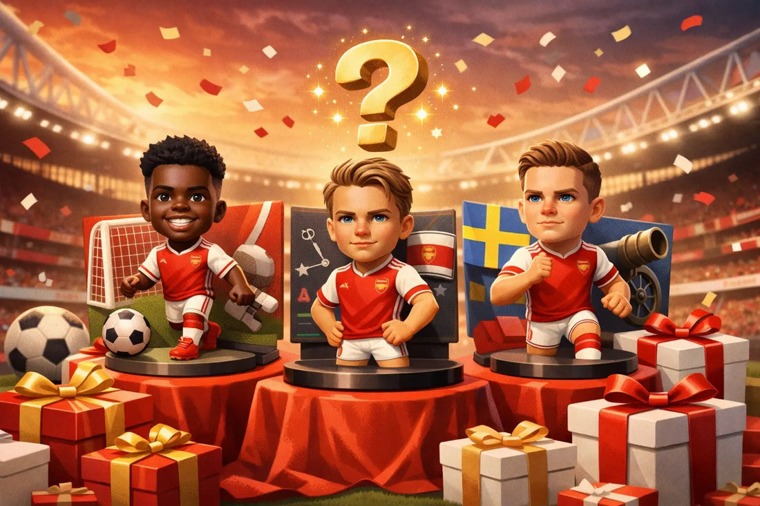 Ilustración editorial sobre ¿Qué figura del Arsenal elegir entre Bukayo Saka, Martin Ødegaard y Viktor Gyökeres si es para regalar?