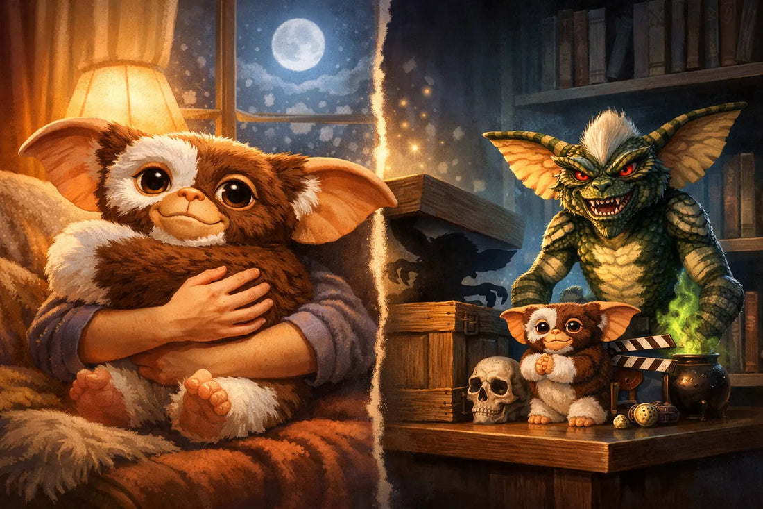 Ilustración editorial sobre ¿Qué regalo de Gremlins conviene más según si la persona busca abrazar un personaje o decorar una estantería?