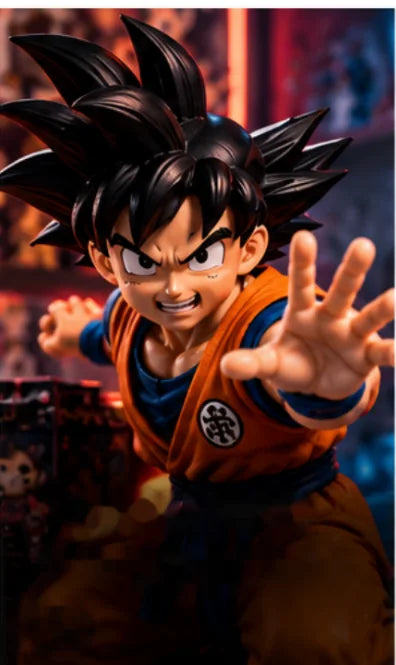 Figura de Goku de Dragon Ball en una colección de figuras de anime.