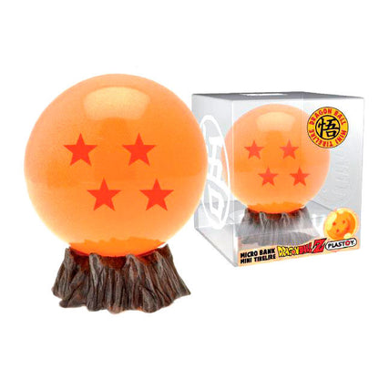 Figura hucha Dragon Ball con bola naranja de cuatro estrellas y base rocosa - 2