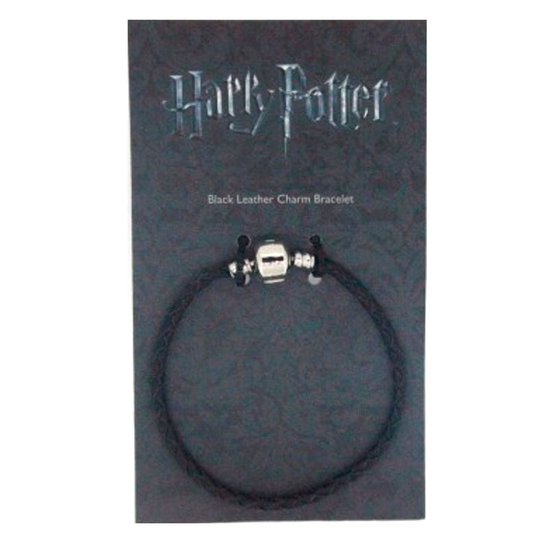 Pulsera Harry Potter de cuero negro trenzado con detalle plateado - 2