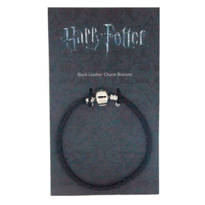 Pulsera Harry Potter de cuero negro trenzado con detalle plateado - 2