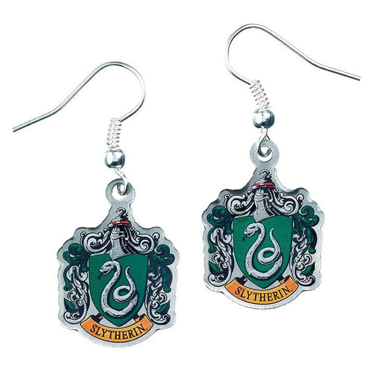 Pendientes colgantes con escudo verde de Slytherin