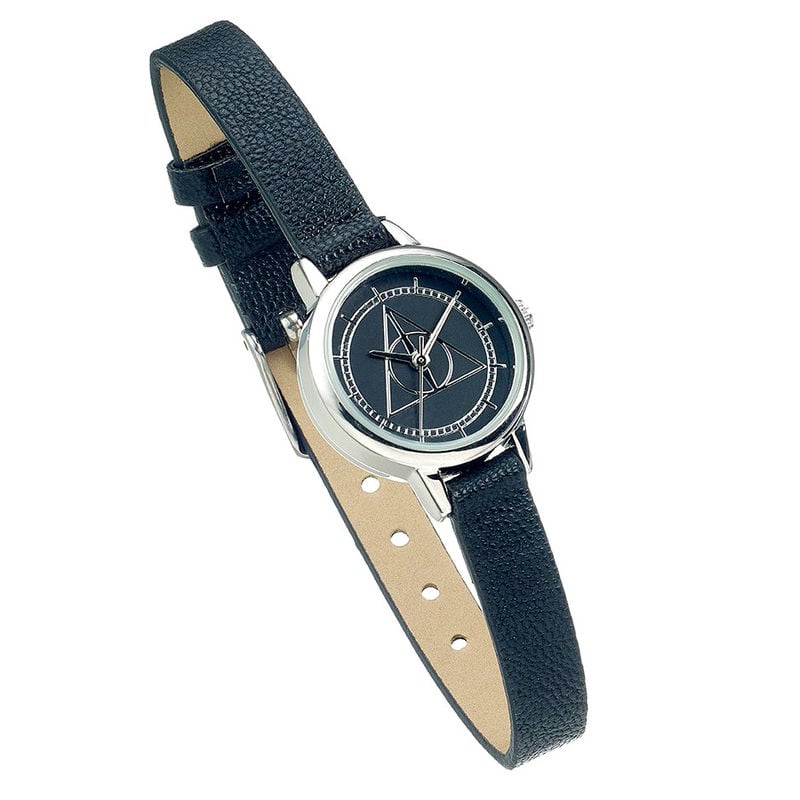 Reloj Deathly Hallows de Harry Potter con esfera oscura y correa azul marino