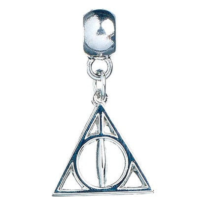Colgante charm plateado con el símbolo Deathly Hallows de Harry Potter