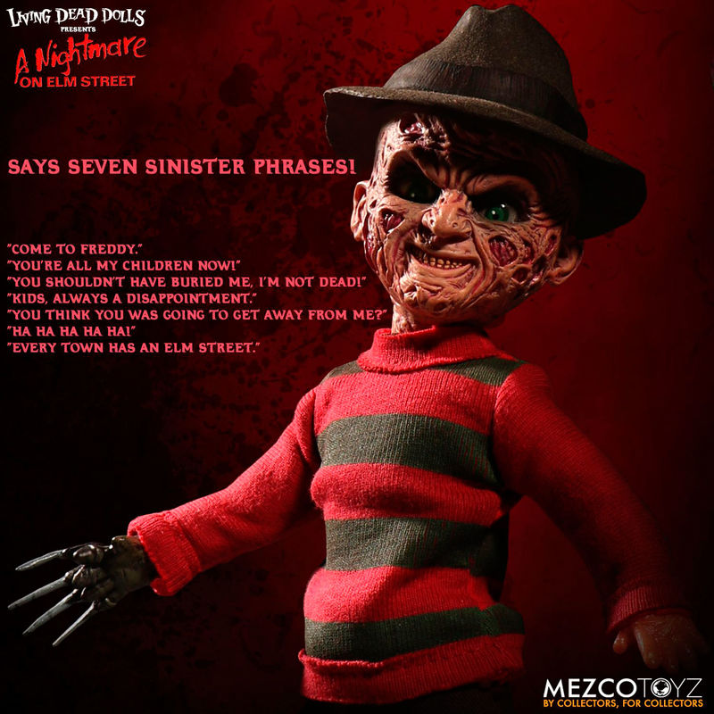 Figura parlante de Freddy Krueger con sombrero y guante de cuchillas - 4