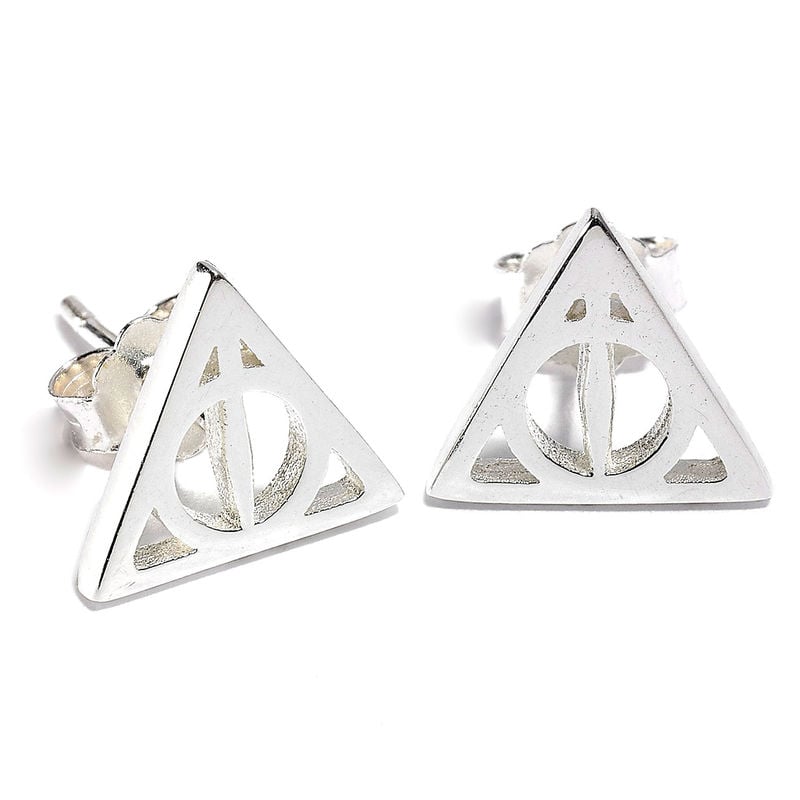 Pendientes de plata con símbolo triangular Deathly Hallows