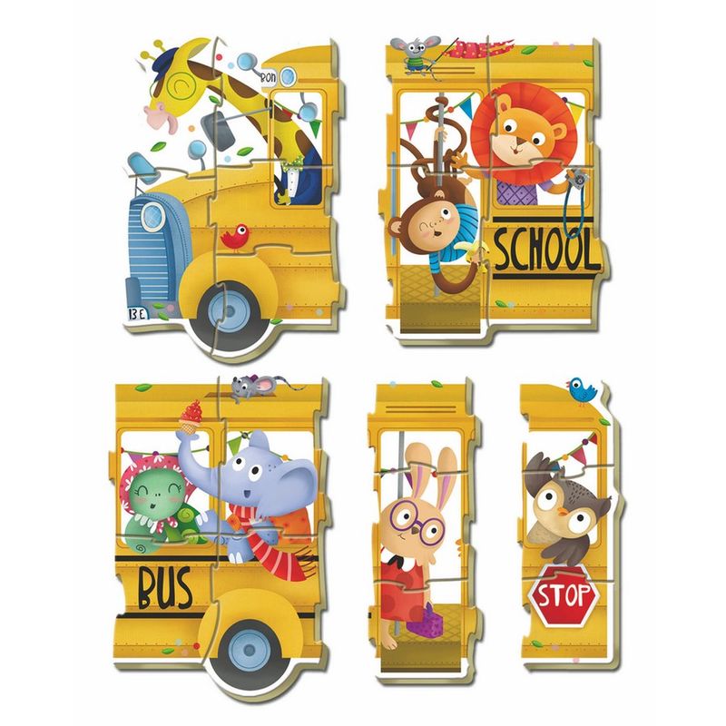Puzzle Educa Baby School Bus con autobús amarillo y animales - 2