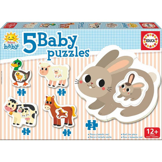 Educa Baby Puzzle La Granja con 5 puzzles de animales