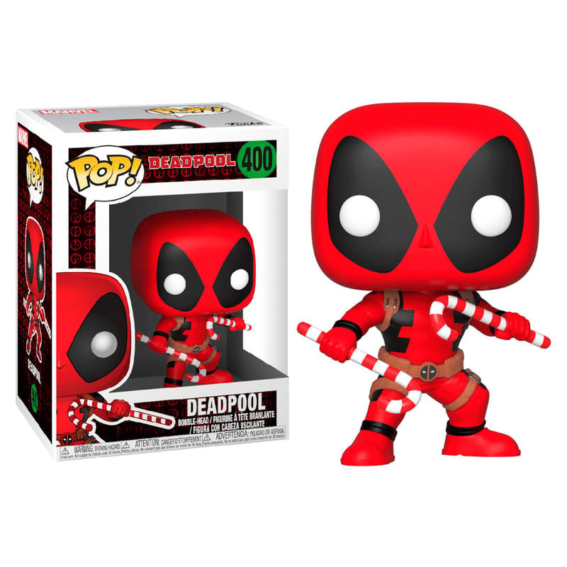 Figura Funko POP! Marvel Holiday Deadpool con dos bastones de caramelo