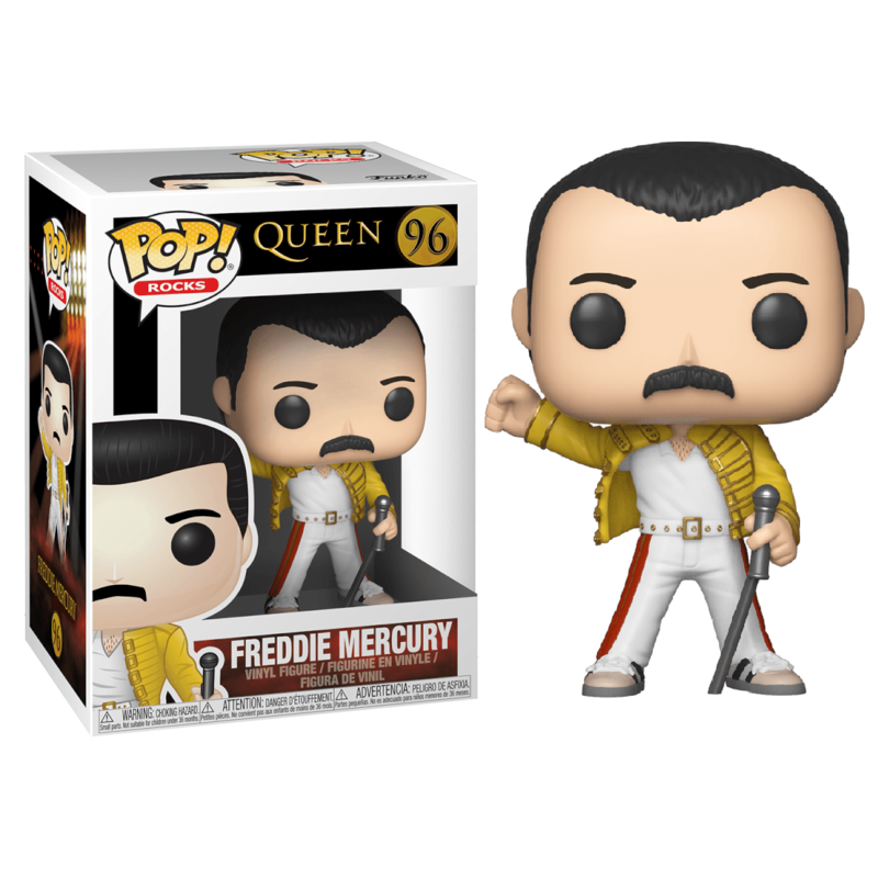 Figura Funko POP! de Freddie Mercury con chaqueta amarilla y micrófono - 3