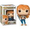 Figura Funko POP! de Nami de One Piece con bastón azul en su caja
