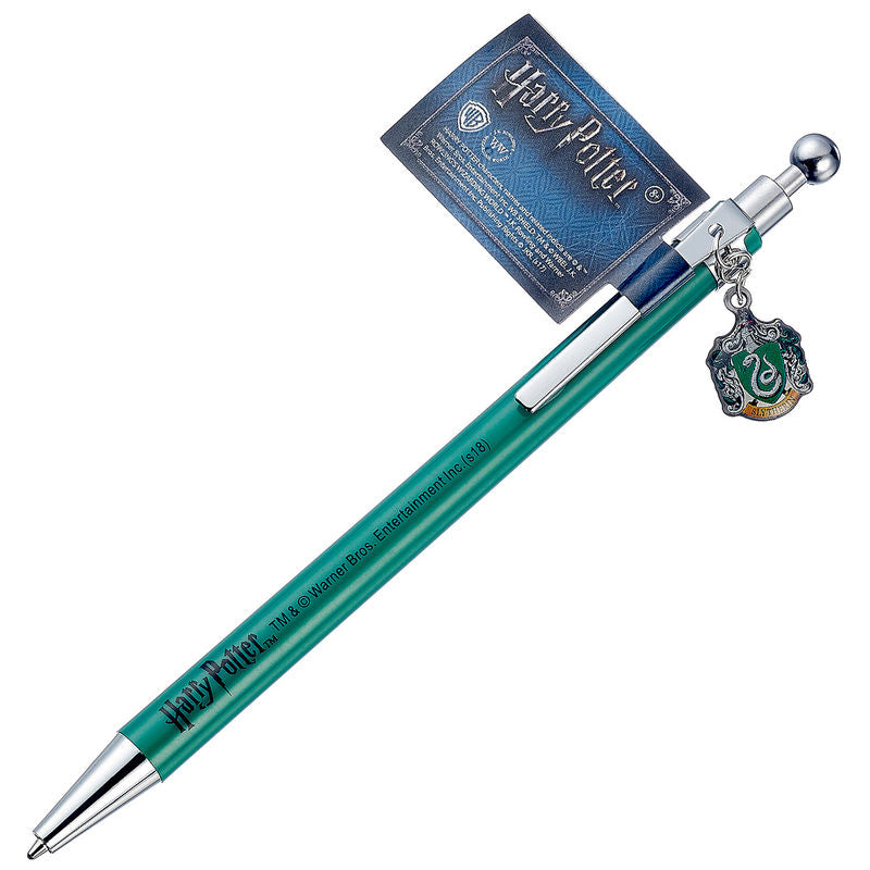 Bolígrafo verde de Harry Potter Slytherin con escudo colgante