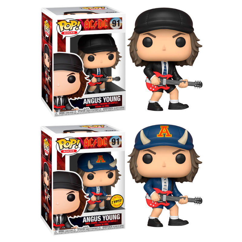 Figura Funko POP! de Angus Young de AC/DC con guitarra y variante Chase