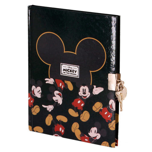Diario negro con llave y diseño de Mickey Mouse Disney
