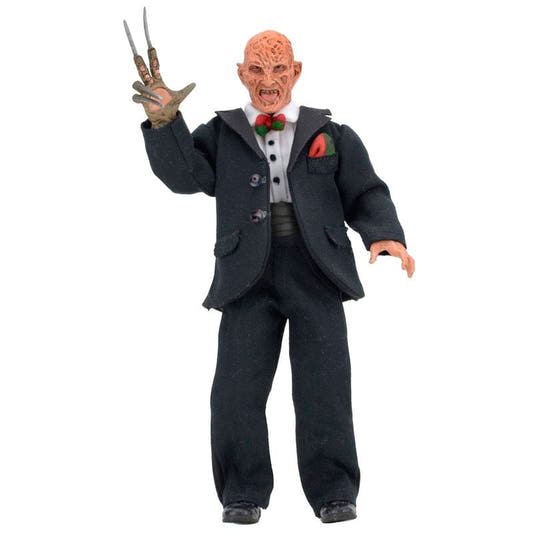 Figura NECA de Freddy Krueger con smoking negro y guante con cuchillas