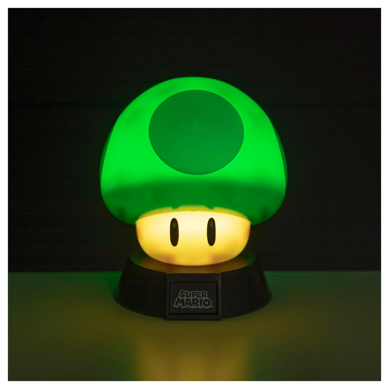 Mini lámpara Nintendo 1-Up con champiñón verde y base de Super Mario - 2