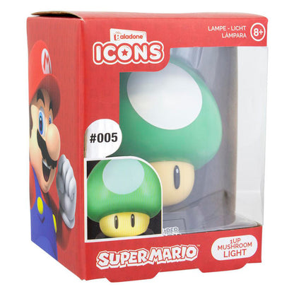 Mini lámpara Nintendo 1-Up con champiñón verde y base de Super Mario - 3