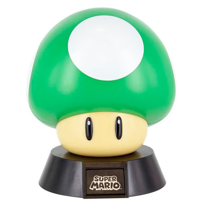 Mini lámpara Nintendo 1-Up con champiñón verde y base de Super Mario