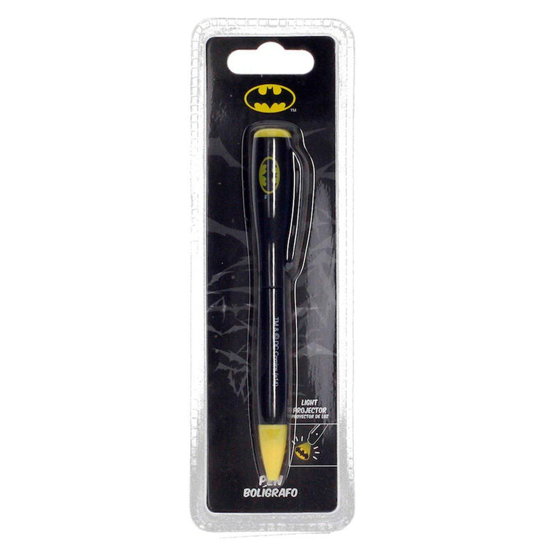 Bolígrafo negro y amarillo de Batman DC Comics con luz proyectora