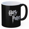 Taza negra Harry Potter con logotipo blanco