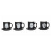 Set de cuatro mini tazas espresso negras de Harry Potter con emblemas de las casas de Hogwarts