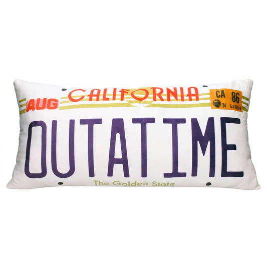 Cojín rectangular con diseño de matrícula OUTATIME de Regreso al Futuro