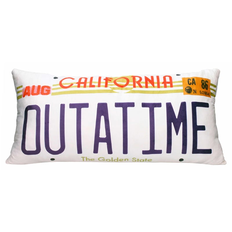Cojín rectangular con diseño de matrícula OUTATIME de Regreso al Futuro