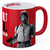 Taza roja de Matt Hunter con imagen de Chuck Norris