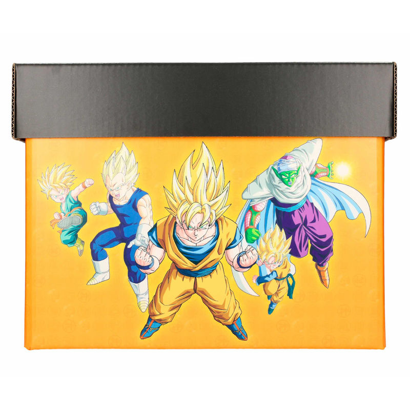 Caja plegable naranja de Dragon Ball Z con Goku, Vegeta y Piccolo