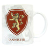 Taza blanca de Juego de Tronos con escudo Lannister