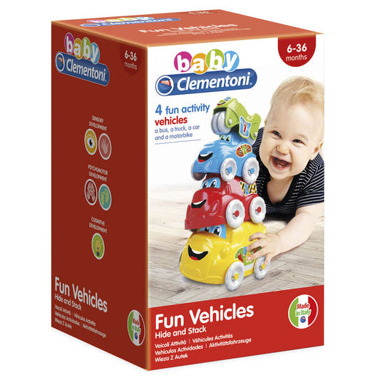 Clementoni Baby coches apilables con cuatro vehículos de colores