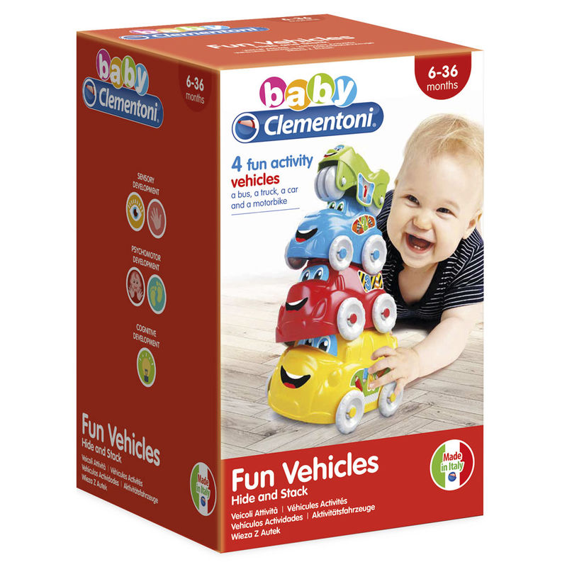 Clementoni Baby coches apilables con cuatro vehículos de colores