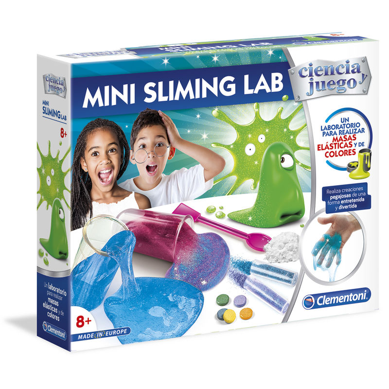 Caja del laboratorio Clementoni Mini Sliming Lab para crear masas elásticas y coloridas