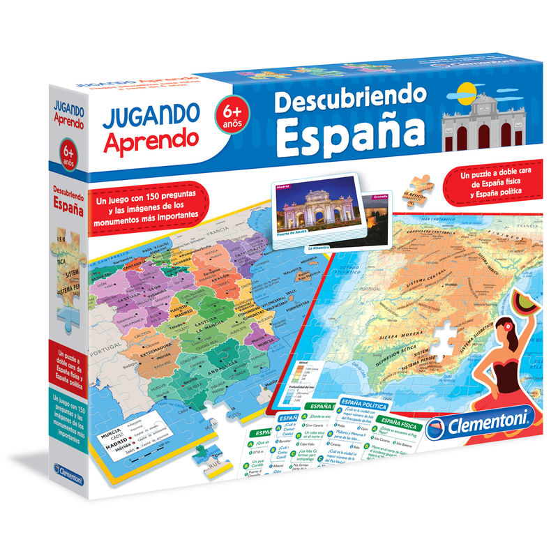 Juego Clementoni Descubriendo España con puzzle de mapas y cartas