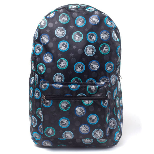 Mochila negra Disney de Mickey y Minnie con estampado azul