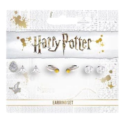 Set de pendientes Harry Potter con diseños Deathly Hallows y Golden Snitch