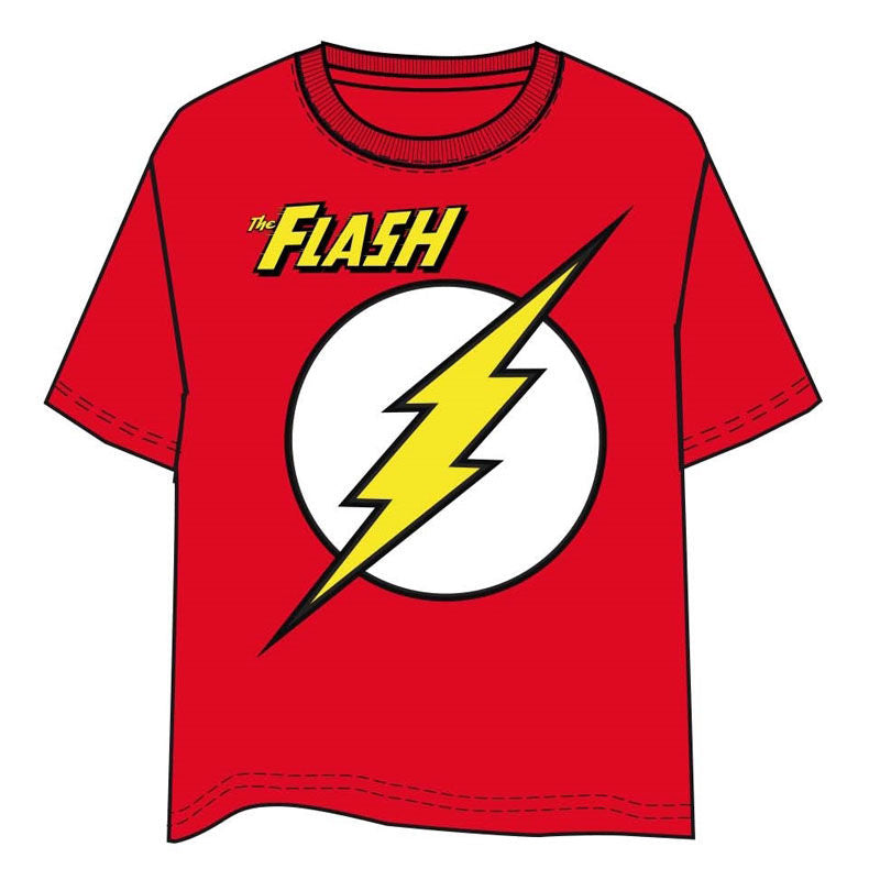 Camiseta roja de The Flash con estampado frontal del rayo