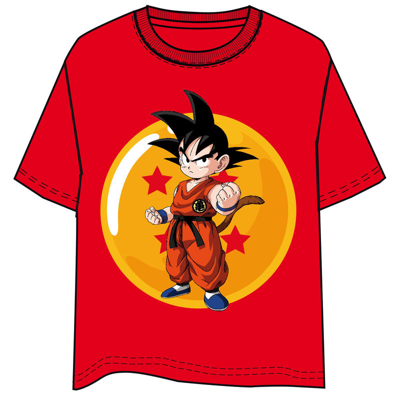 Camiseta roja de Dragon Ball con Son Goku infantil estampado en el frontal