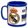 Taza Rubber blanca y azul con escudo del Real Madrid