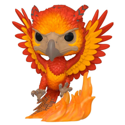 Figura Funko POP! de Fawkes con alas extendidas sobre llamas